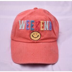Weekend Smiley Face Pink Dad Hat Adjustable Cotton Cap DK Caps
